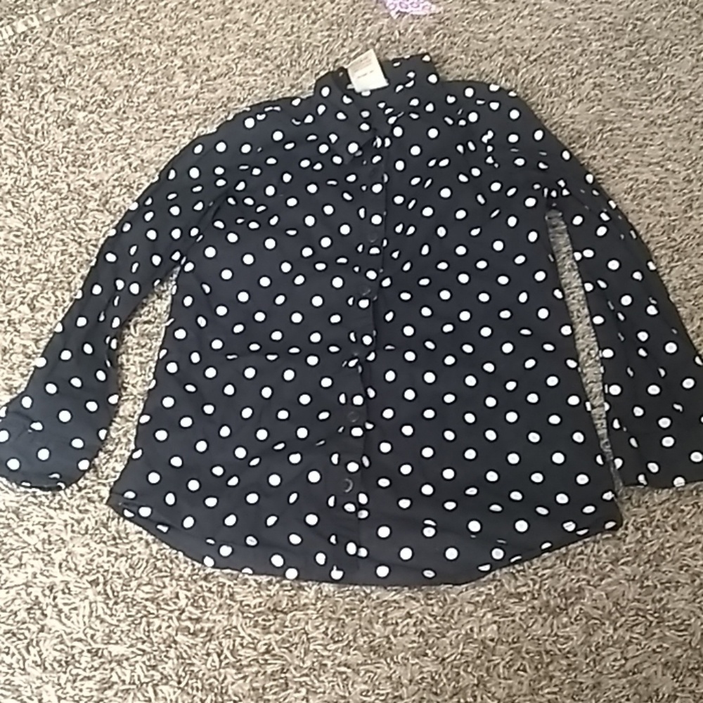 Polka dot long sleeve shirt button up